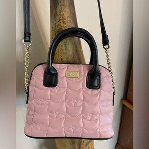 LUV BETSEY Pink Quilted Crossbody Handbag with Black Accents double straps EUC